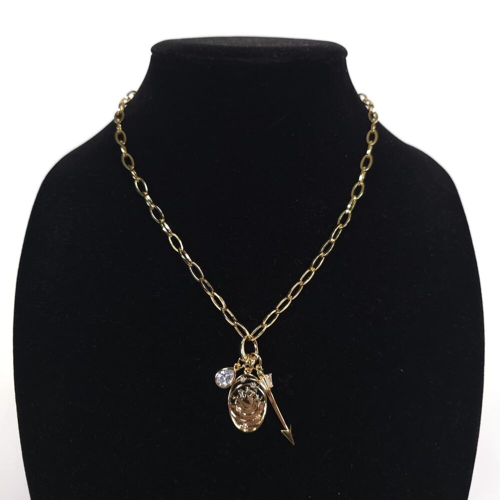 ANTHROPOLOGIE Womens New Celestial Pendant Necklace Sun Moon Gold Plated Brass